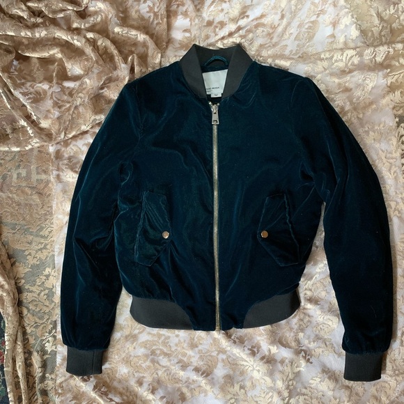 Vintage Y2K 90s Bomber Jacket Velvet Royal Blue Preppy Velour Twee Coquette 1990 - Picture 13 of 16